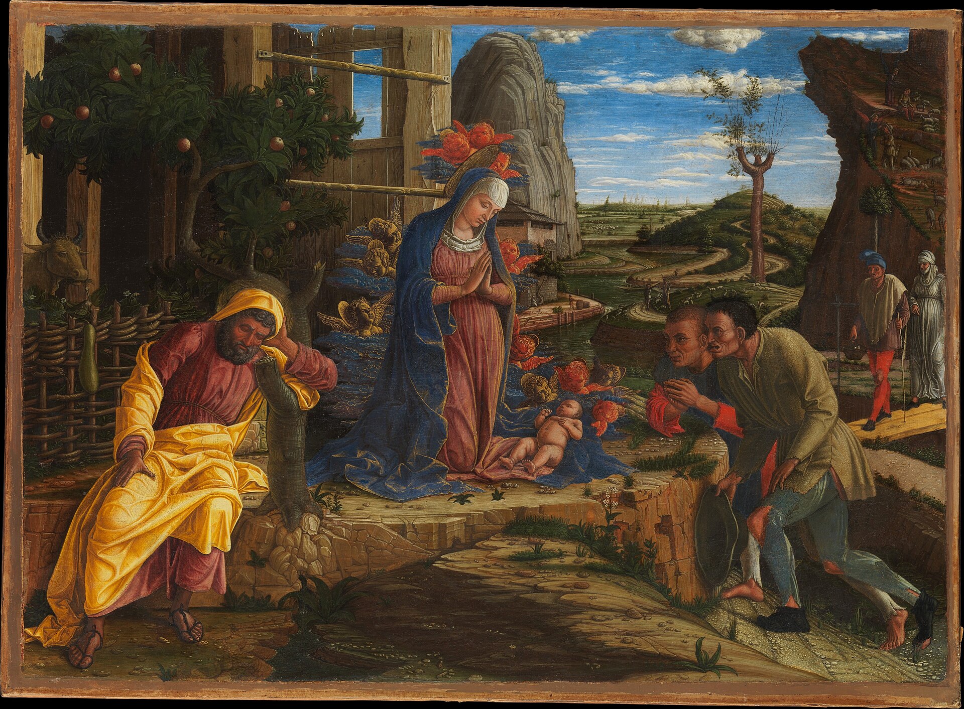 Imagem de referência de A Adoração dos Pastores, descrito nos dados abertos como pintura de Andrea Mantegna