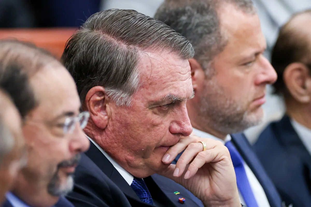Ex-presidente Jair Messias Bolsonaro em julgamento da denúncia do núcleo 1 da Pet 12.100, sobre uma suposta tentativa de golpe de Estado após as eleições de 2022 - Metrópoles