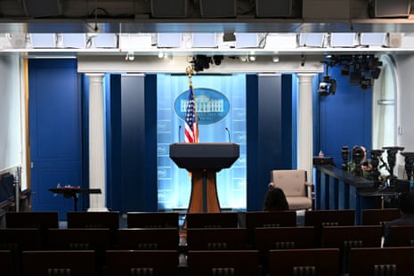 an empty press briefing room