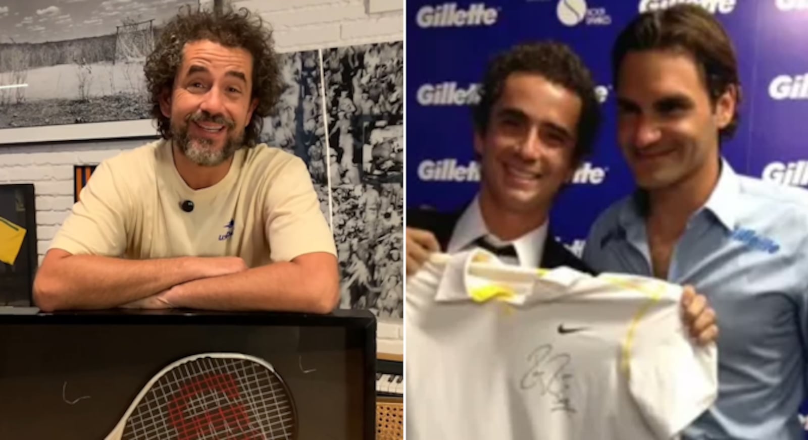 Felipe Andreoli entrevistou o tenista Roger Federer em 2012 Reprodução/Instagram
