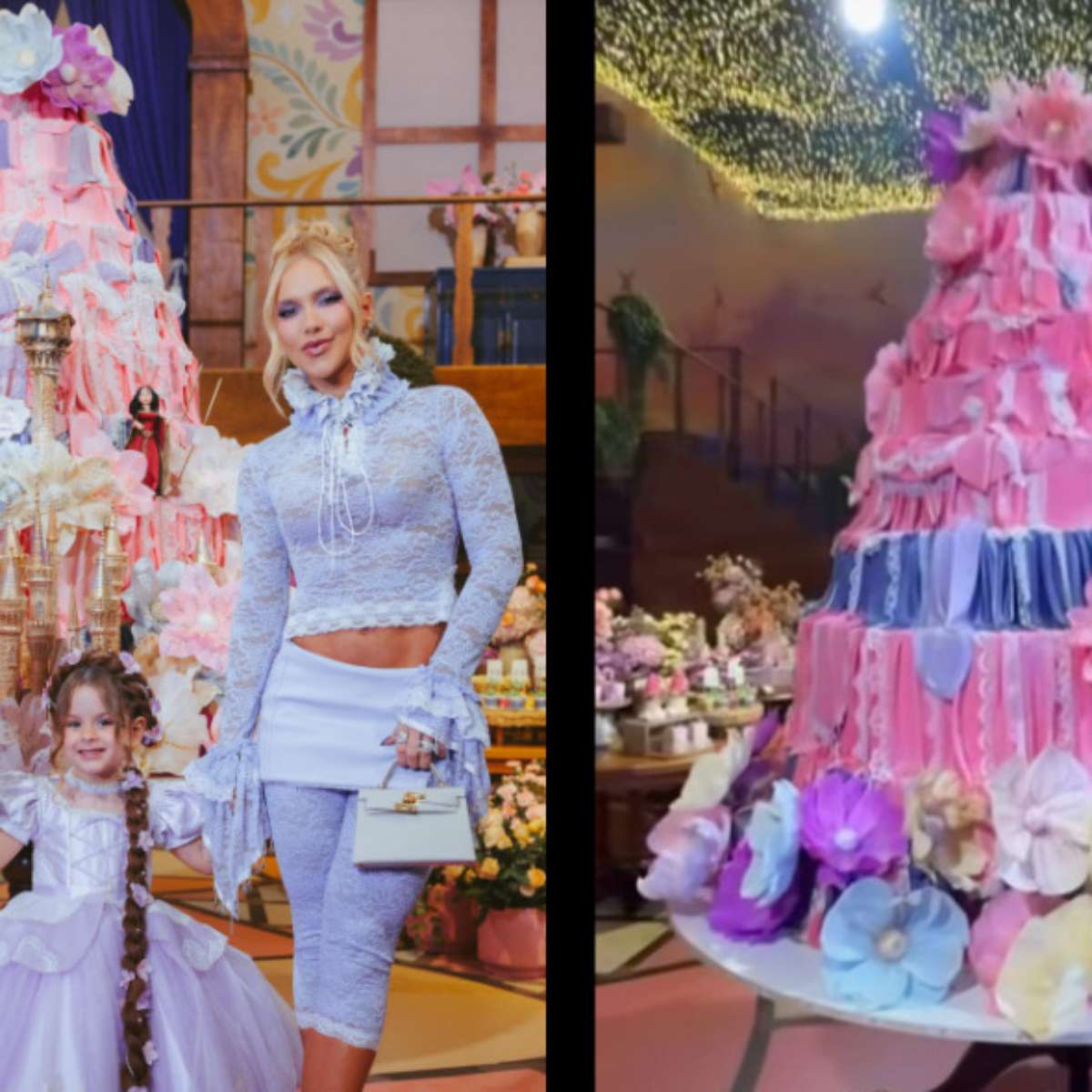 Bolo de Maria Flor, filha de Virginia e Zé Felipe, tem mais de 3 metros e impressiona
