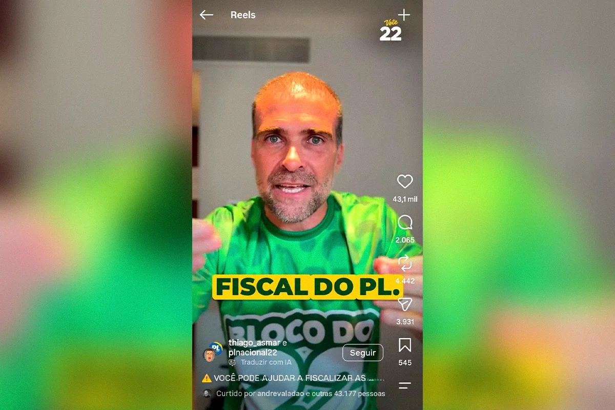Apresentador Thiago Asmar convoca apoiadores do PL a serem fiscais de urnas de votação no segundo turno da eleição
