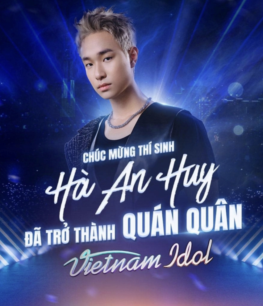 Và tại Vietnam Idol 2023, Hà An Huy cũng đạt được vị trí Quán quân