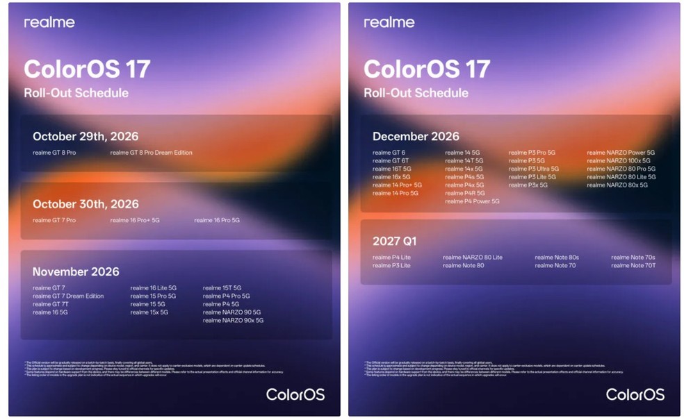 realme anuncia ColorOS 17 como nova interface dos celulares; entenda