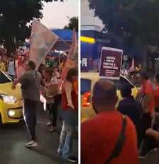 Motorista passou por manifestantes em alta velocidade e atropelou idoso Foto: Reprodução/TikTok/@movimentopopularbrasil